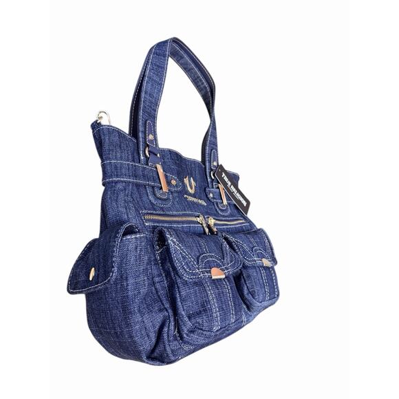 True Religion Tote Shoulder Handbag Dark Denim Blue. Brand New With Tag. - Picture 7 of 8
